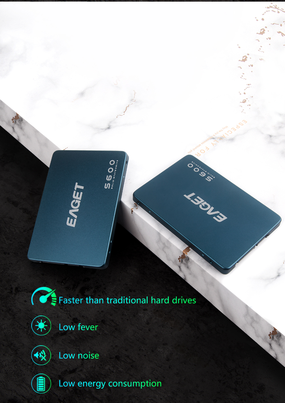 EAGET 128GB SATA3 SSD - Fast Read/Write Speeds for Notebooks