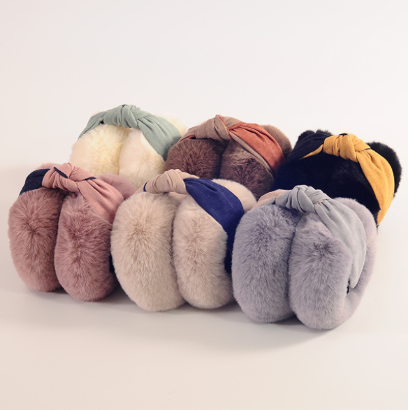 Deer Feather Abstract Design Winter Earmuffs Ear Warmers Faux Fur Foldable Plush Outdoor Gift