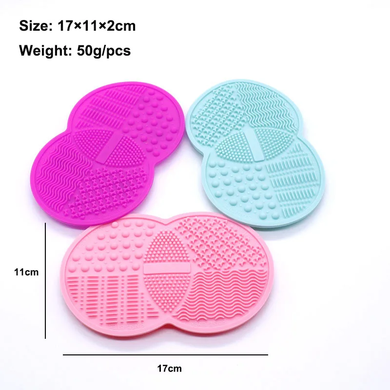 Silicone two circles shapes brush cleaner private label makeup brush cleaner pink orange black