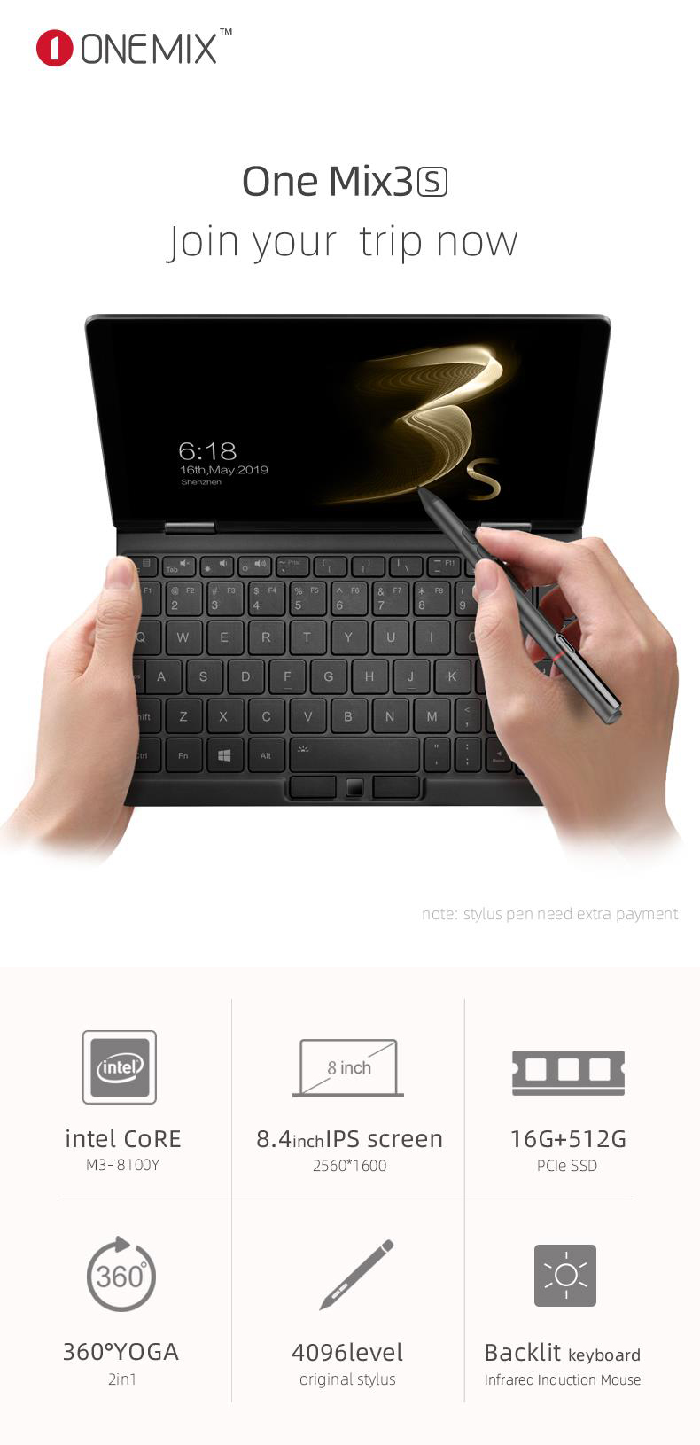 One Netbook One Mix 3S Mini Notebook 8.4
