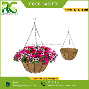 14//16 pulgadas Cesta de flores colgantes para la decoraci/ón del jard/ín del hogar maceta con soporte de planta de revestimiento de fibra de coco maceta de soportes para colgar en la pared