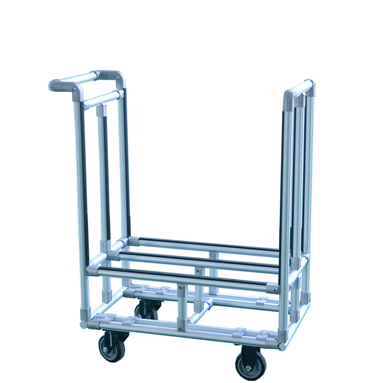 Aluminium Profile Industrial Tote Cart Multilayer Hand Push Trolley