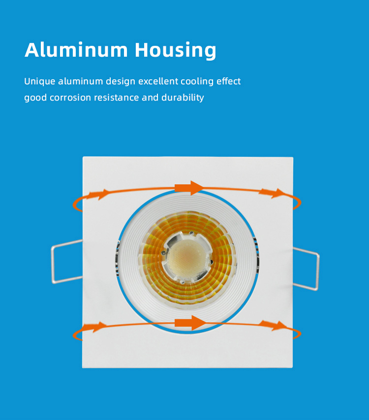 Dimmable 10w SAA Recessed Spot Light Downlight Square Adjustable Led Downlight Downlights