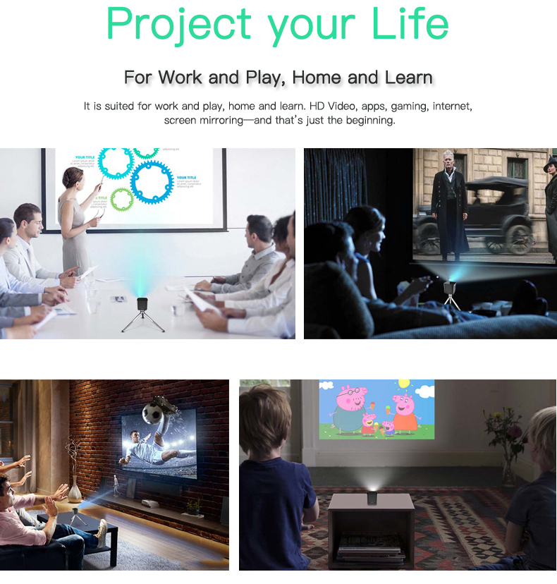 New arrival Mini Home Theater S12 for 1080P Android 7.1.2 1g16g Portable DLP Projector