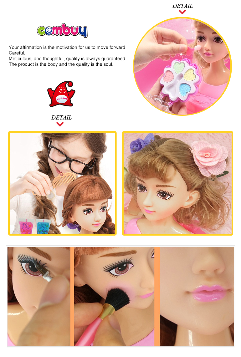 DIY hair half model girl dolls dress up game makeup set toys