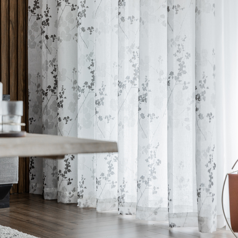 Innermor Cortinas para sala de estar Branca Flor luxuoso tule pura para a janela de cortina para cozinha quarto simples