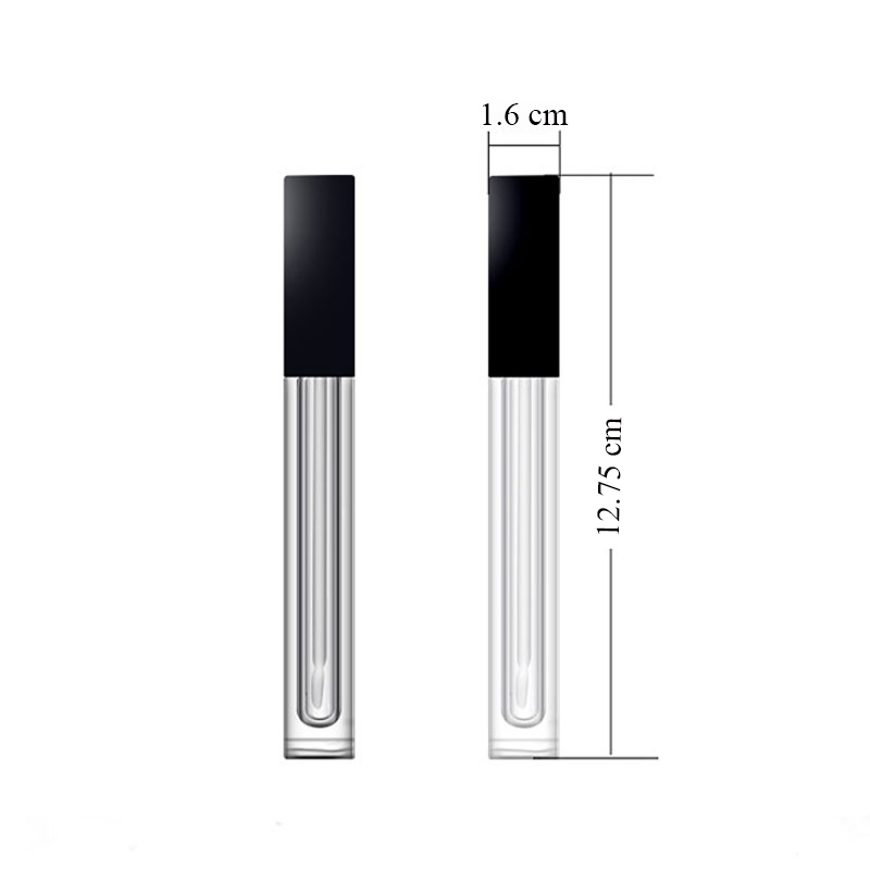 2021, матовый черный квадратный прозрачный контейнер для тюбиков с чистым блеском для губ