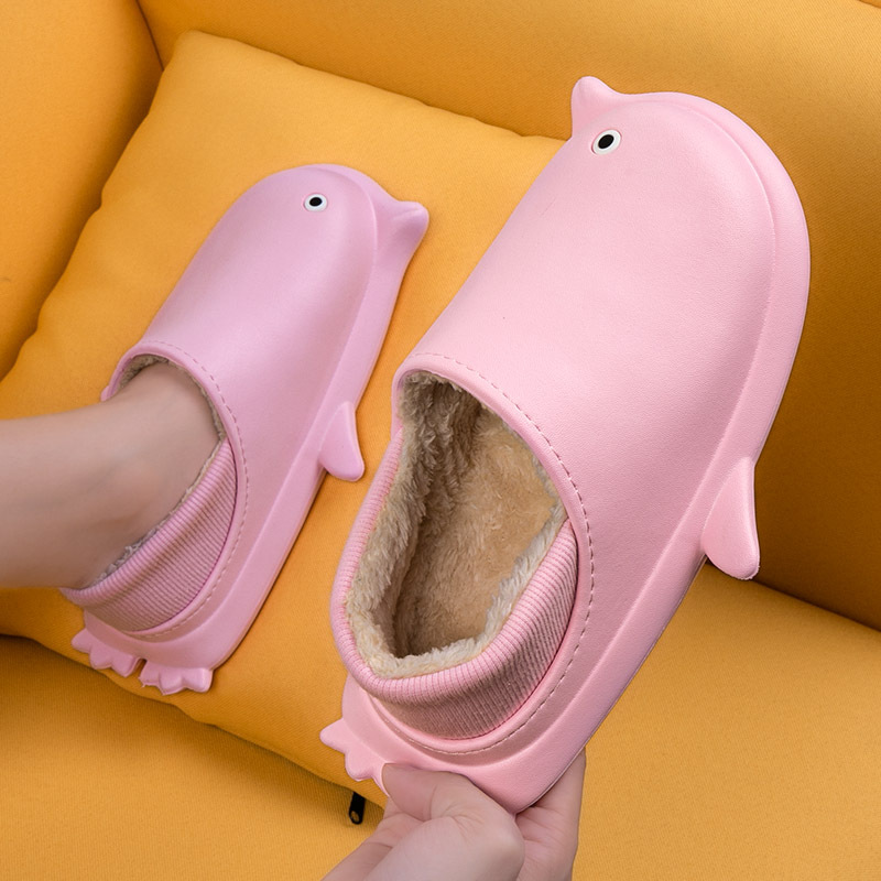 Wholesales Fashion Cute Penguin Waterproof Slippers Cartoon Indoor Soft Mute Non-slip Half-pack Warm Winter Shoes
