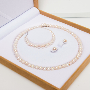 2019 Wholesale Classic Real Freshwater Pearl Costume Bracelet Necklace Jewelry Set