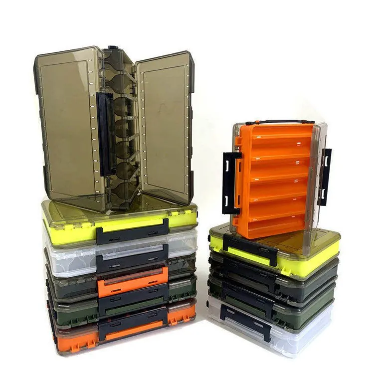 Nikou Tackle Box 12 Compartments Tackle Plastic Storage Box Fishing Case Lure Box Tackle Two-Sided Storage Case