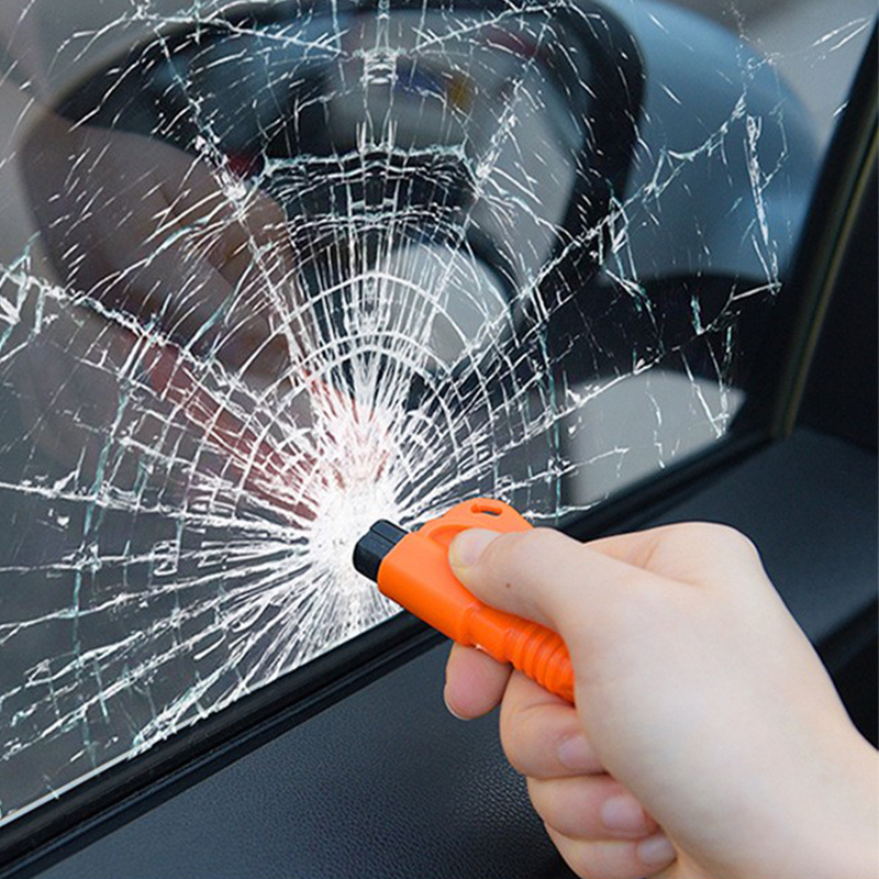 MOQ 100 Pcs Emergency Escape Hammer Mini Pocket Safety Window Glass Breaker Keychain Rescue Tool and Keychain Belt Cutting