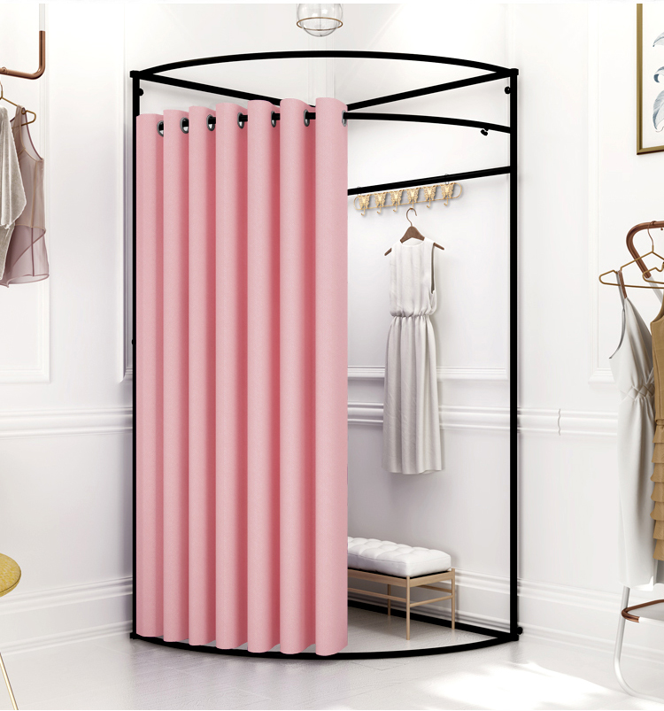 衣服零售店现代豪华更衣室更衣室金属移动精品试衣间带窗帘