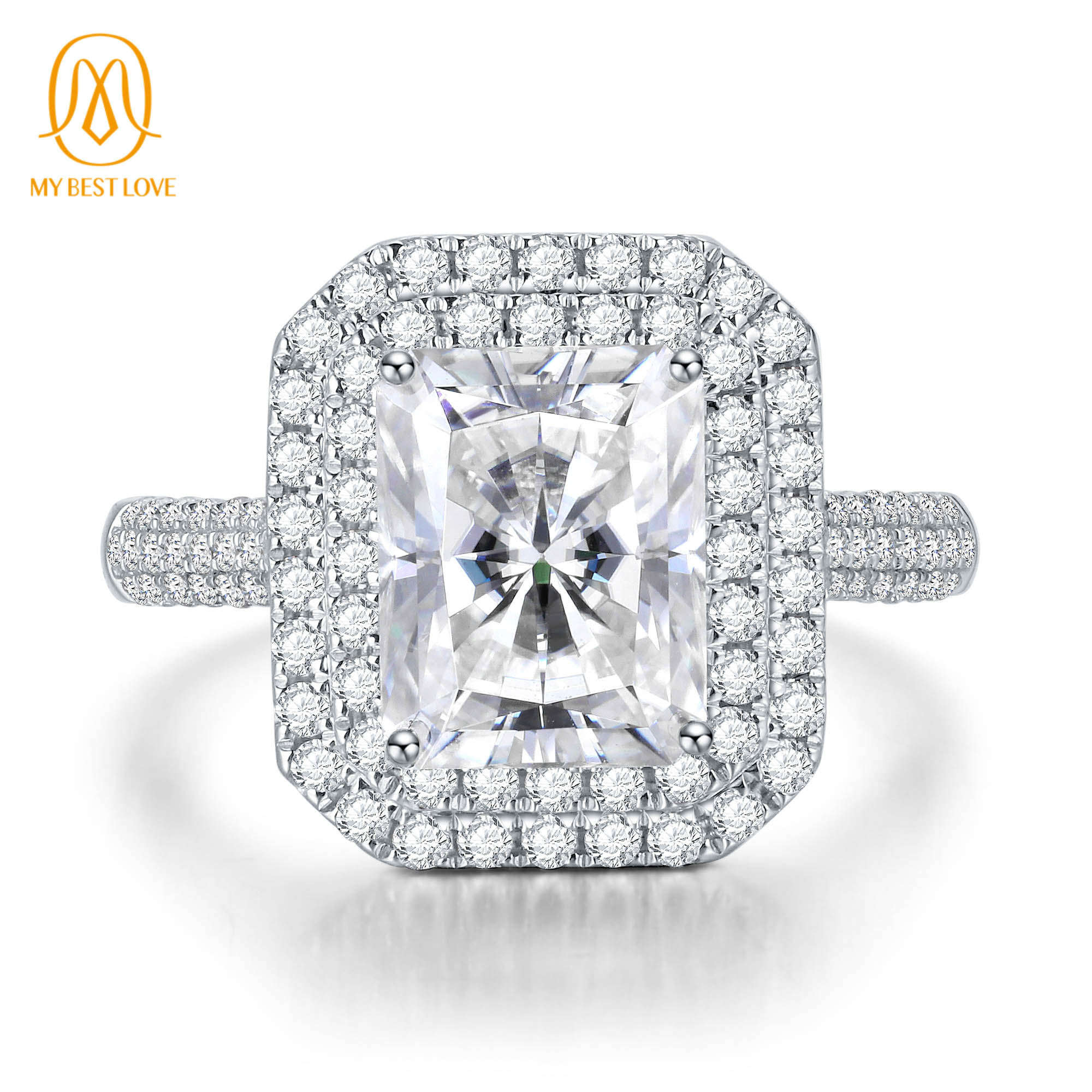 AAA Gems Big Diamond Jewelry 18K 14K 10K White Gold Hip Pop Moissanite Diamond Ring for Men