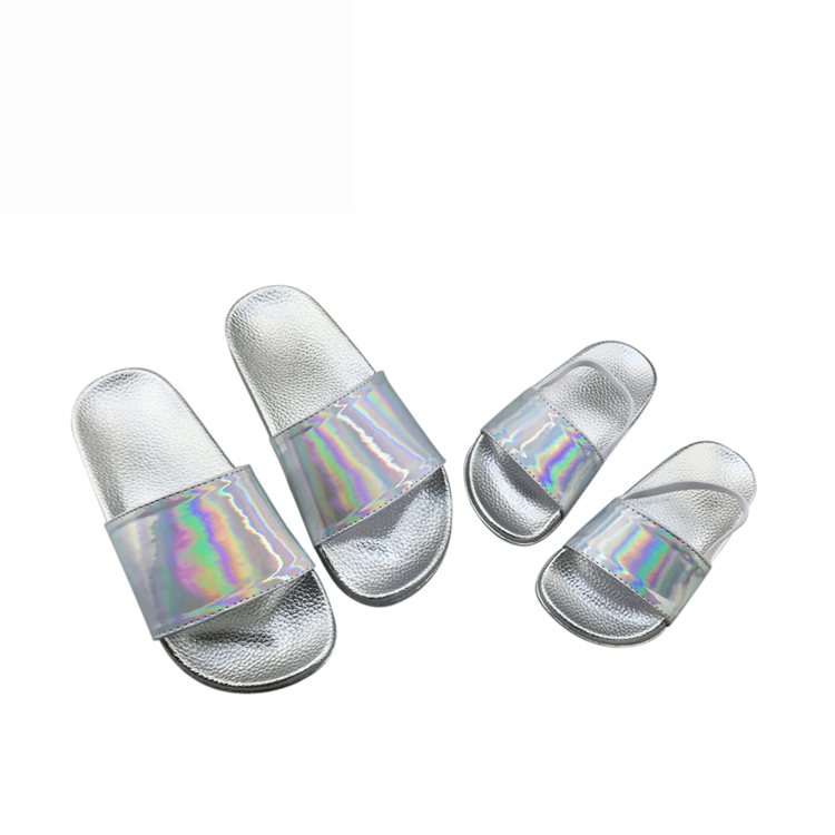 Новейший дизайн, Детские слайды, милые плоские детские тапочки из ПУ кожи для девочек