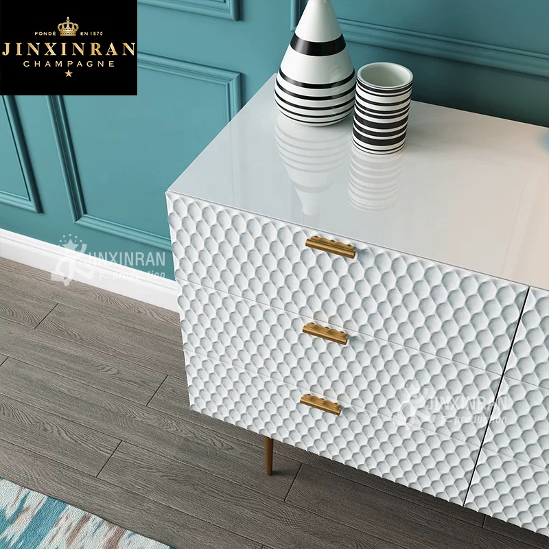 أبيض أثاث خشبي غرفة نوم MDF ركن الطابق خزانة المعيشة غرفة الطعام الحديثة تصميم درج خزانة جانبية