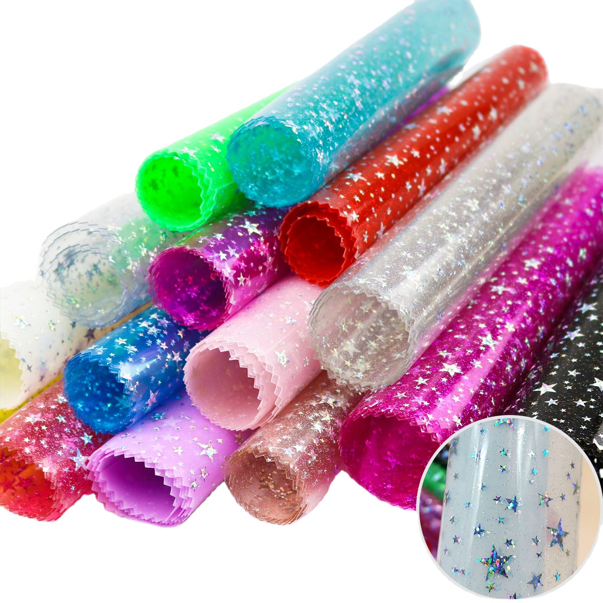 A4 20*30 см радужная голографическая пвх виниловая ткань со звездами прозрачные листы «сделай сам» ручная работа бант сумка материал