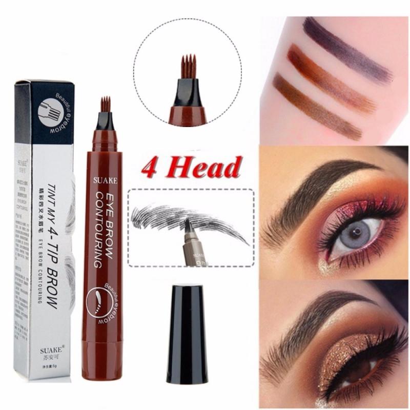 SUAKE 4-TIP Liquid Eyebrow Pencil Waterproof Fork Tip Fine Sketch Liquid Eye Brow Tattoo Tint Pen Korean Cosmetics Makeup