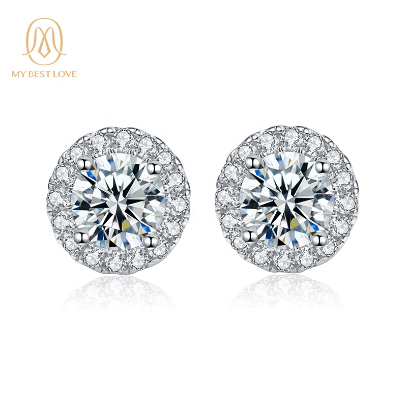 Top quality Jewelry Earrings 1ct Moissanite Diamond Earstuds 925 Sterling Silver Studs Handmade Jewerly For woman