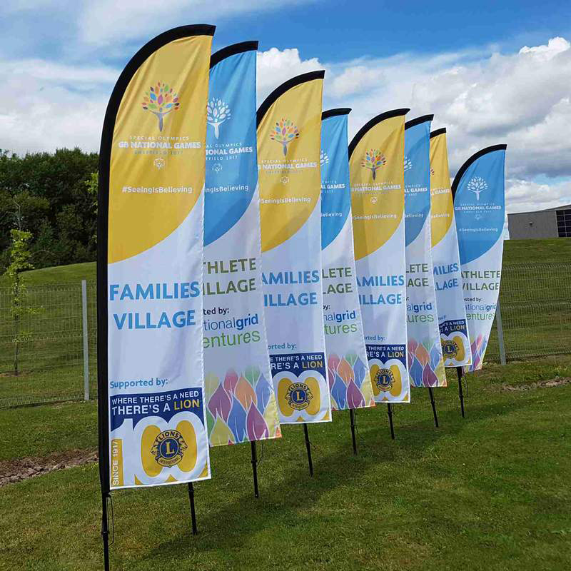 ATM Inside Stripes Blue Wind-Resistant Outdoor Mesh Vinyl Banner 9x3 CGSignLab