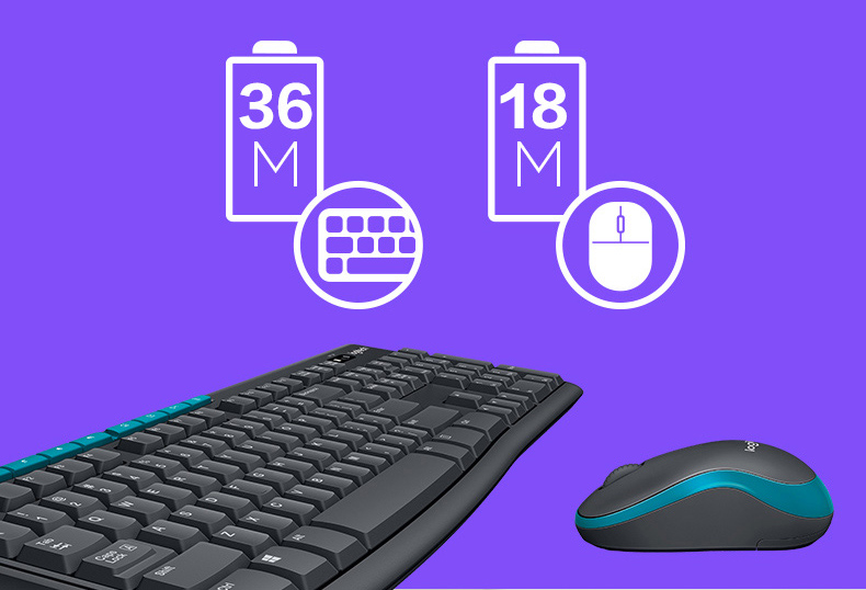 Logitech MK275 Wireless Keyboard and Mouse Combo - Ergonomic