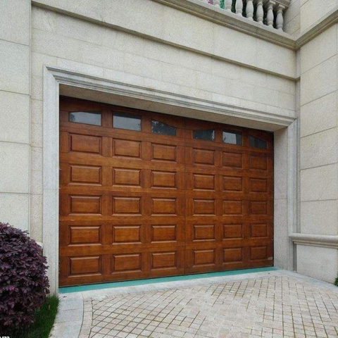 定制自动实木分段推拉门电动高架绝缘住宅车库门