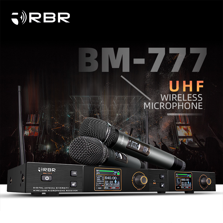 プロ仕様UHFワイヤレスマイクシステム  Wireless Microphone Professional BM777 UHF Digital Karaoke Wireless Microphone
