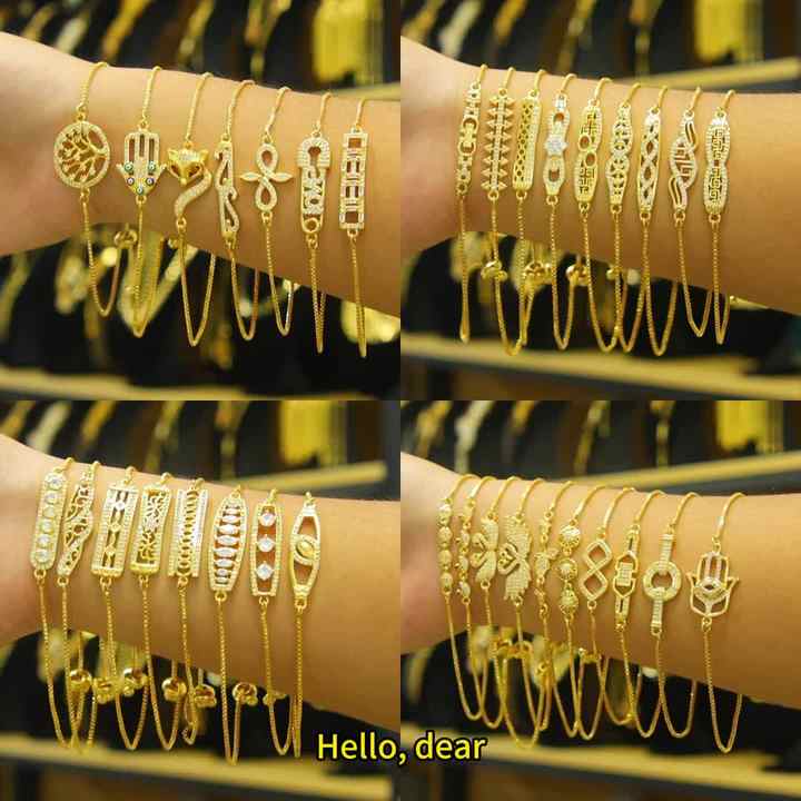 Zirconia Bracelet Women Brass Geometric Bracelet Gold Plated