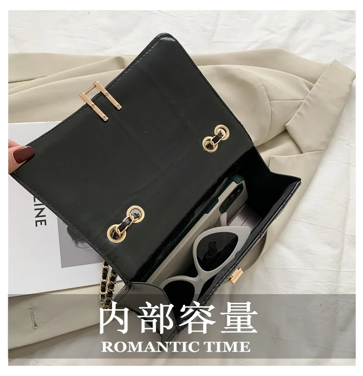 Ladies Small Over Metal Chain Pu Leather Shoulder Bags Women's
