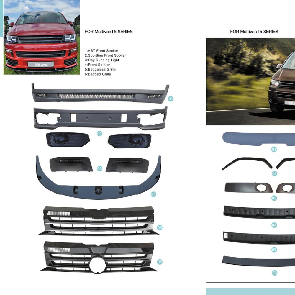 Sportline Inferior Delantero Alerón Rejillas Vw T5 2010–2015