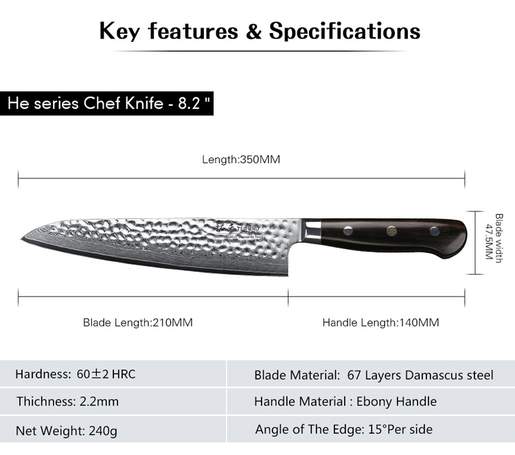 Hi-Performance Damascus Steel Kitchen Knife Japanese Chef's Knife Gyuto