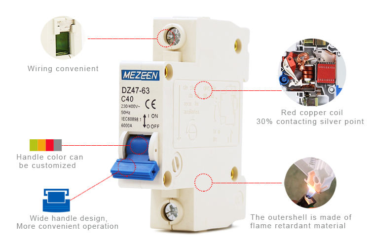 Interruttore Miniatura RKURCK DZ47-63 C4 - 4A, 230/400V, 1 Polo, Per Guida DIN - Foto 5