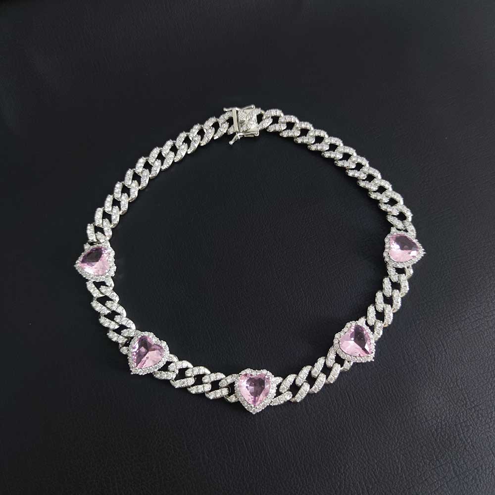 Hear shape Jewelry Cooperated Rapper Body Baguette Chain Male Link Fence Necklace