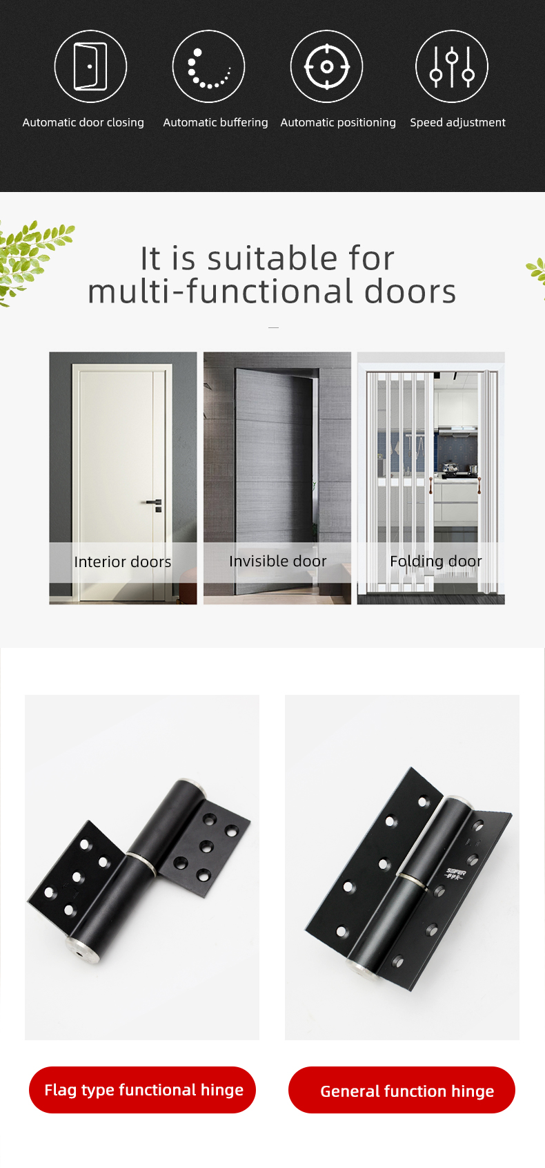 Heavy duty 6 inches hydraulic flag door hinge with soft close