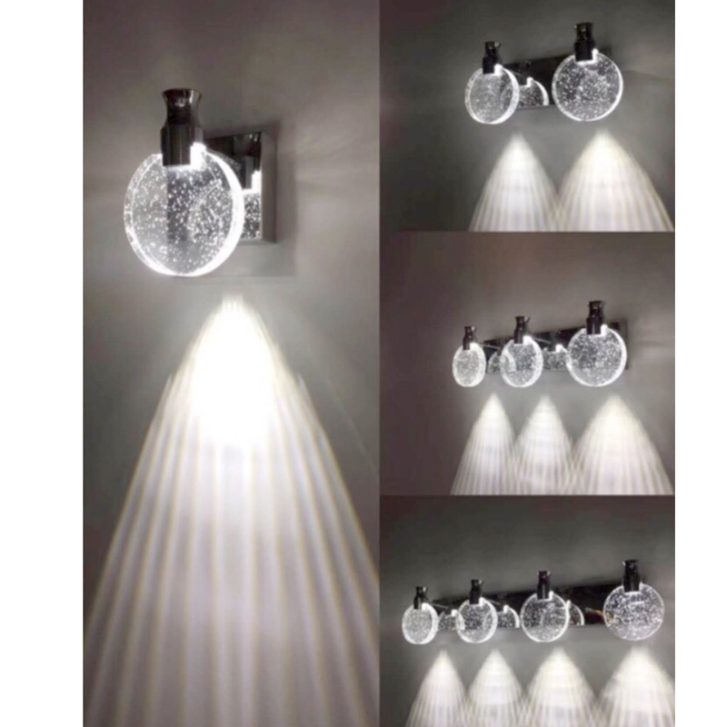 Indoor Nordic Double Bubble Crystal For Bathroom LED Wall Lamps