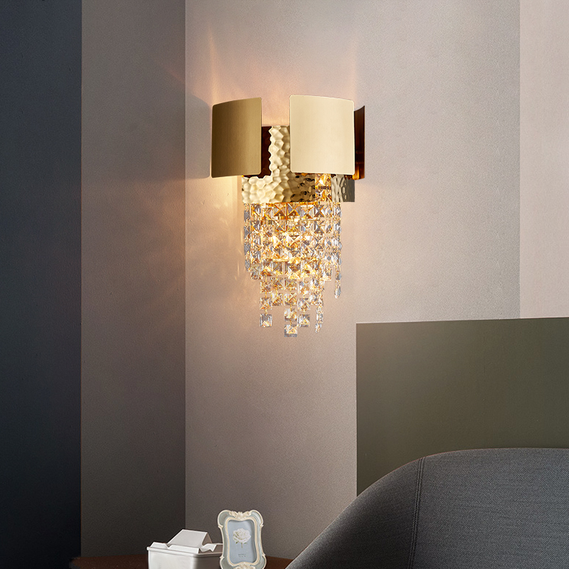Stainless steel gold LED E14 wall sconce lamp crystal lighting lights