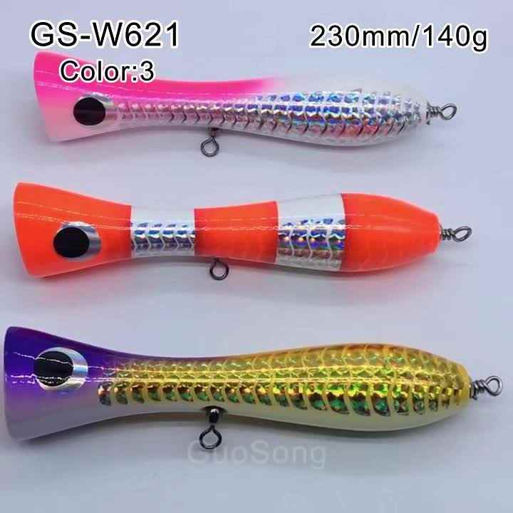 Wholesale 140g/230mm Stickbaits GT Floating Wood Popper Lure Wooded Big  Game Lure for Tuna Artificial Bait Hard Fishing Lure