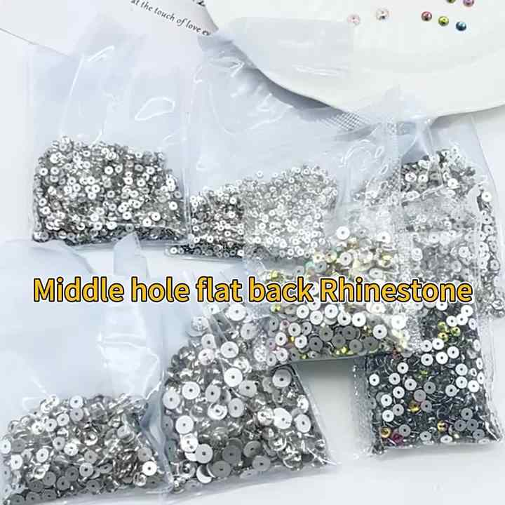 Sew on Crystals Centre Hole Flat Black 4mm Round Rhinestones for