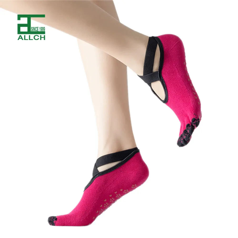 ALLCH RTS New Design Custom Color 5 Toe Safety Gym Dance Sport Anti Slip Fitness Yoga Socks For Women