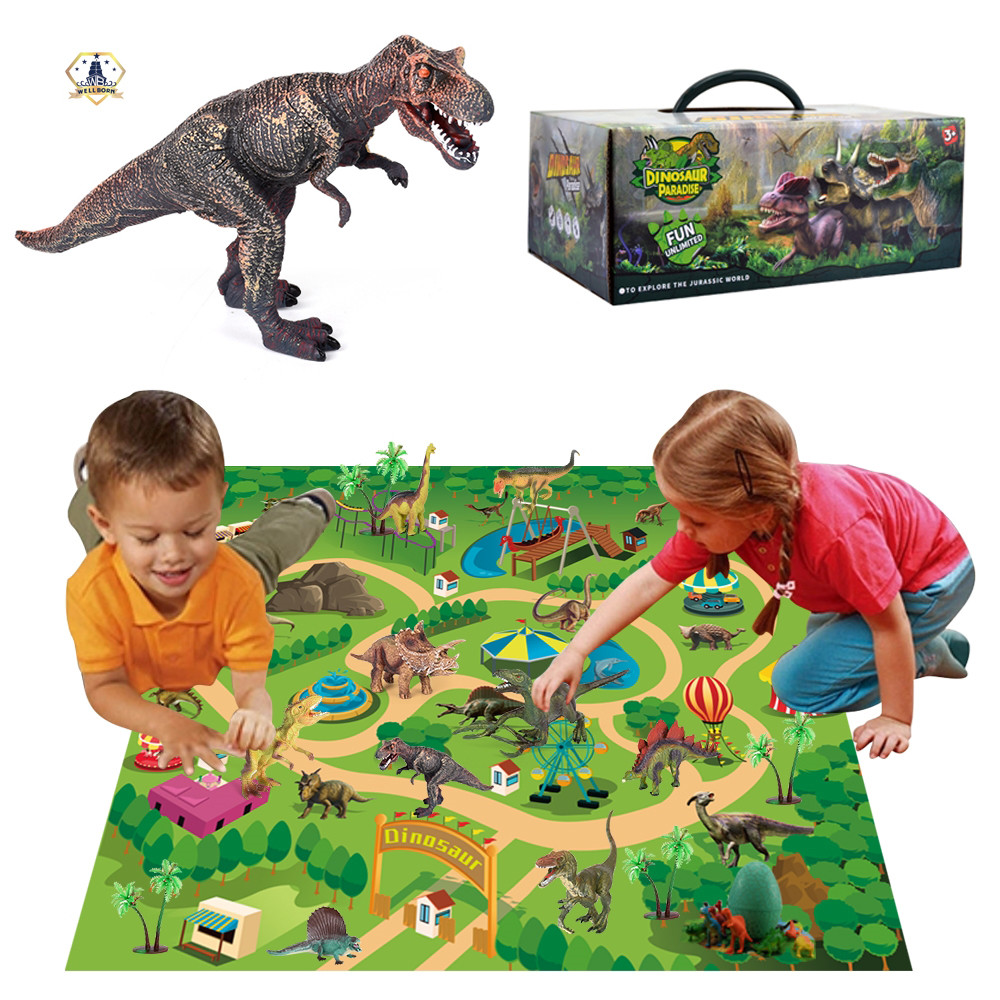 Детский развивающий пластиковый реалистичный Динозавр мир игрушки фигурка с активностью игровой коврик набор