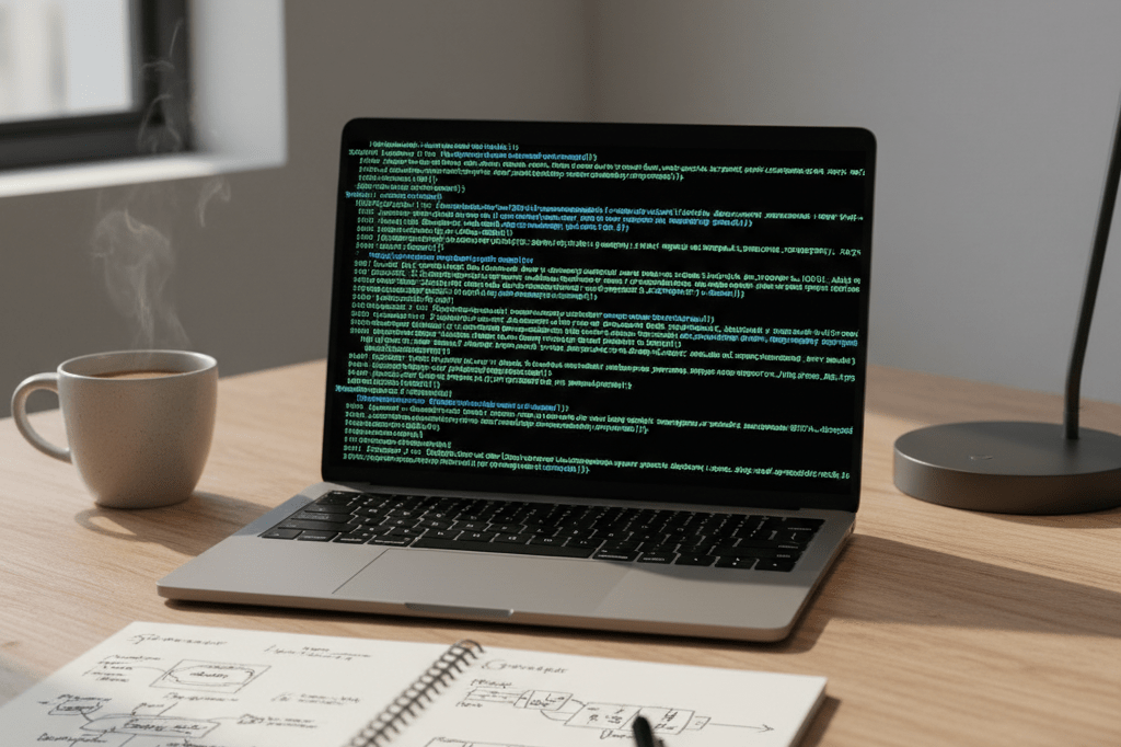 Close-up view of a laptop showing encrypted code, symbolizing efforts to protect digital assets against cyber threats