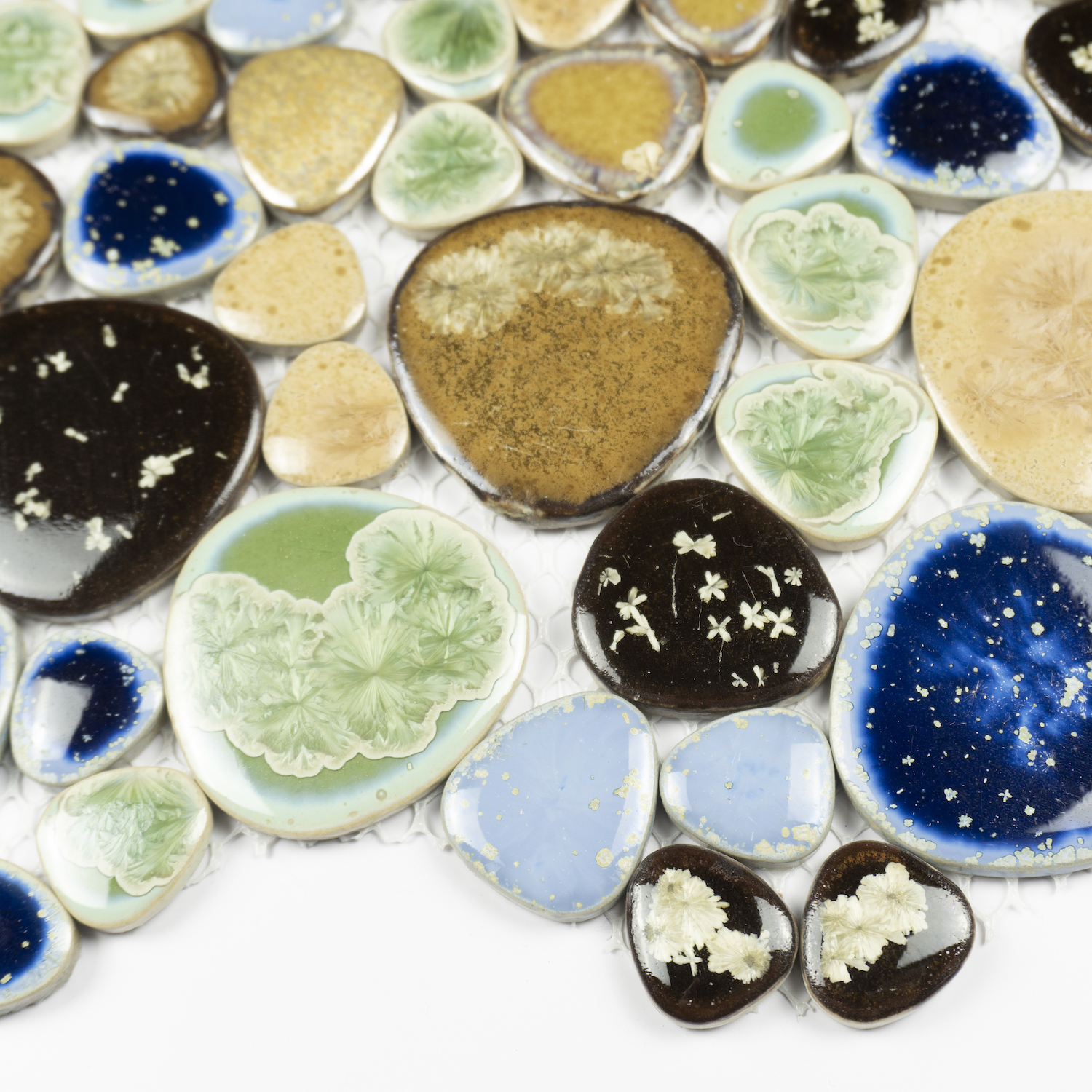 Blue Green Ice Crack Wall Decoration Fambe Indoor Variable Glaze Decorative Wall Tiles Flower Mosaic