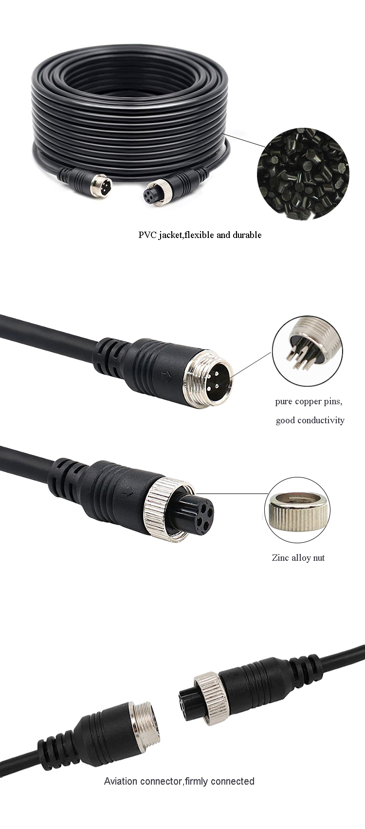 Din Aviation Connector M12 4 Pin Connector Cable Waterproof Connector Cable