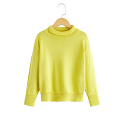 Fashion design custom high neck long sleeve winter Fluorescent color girls kids children's sweater