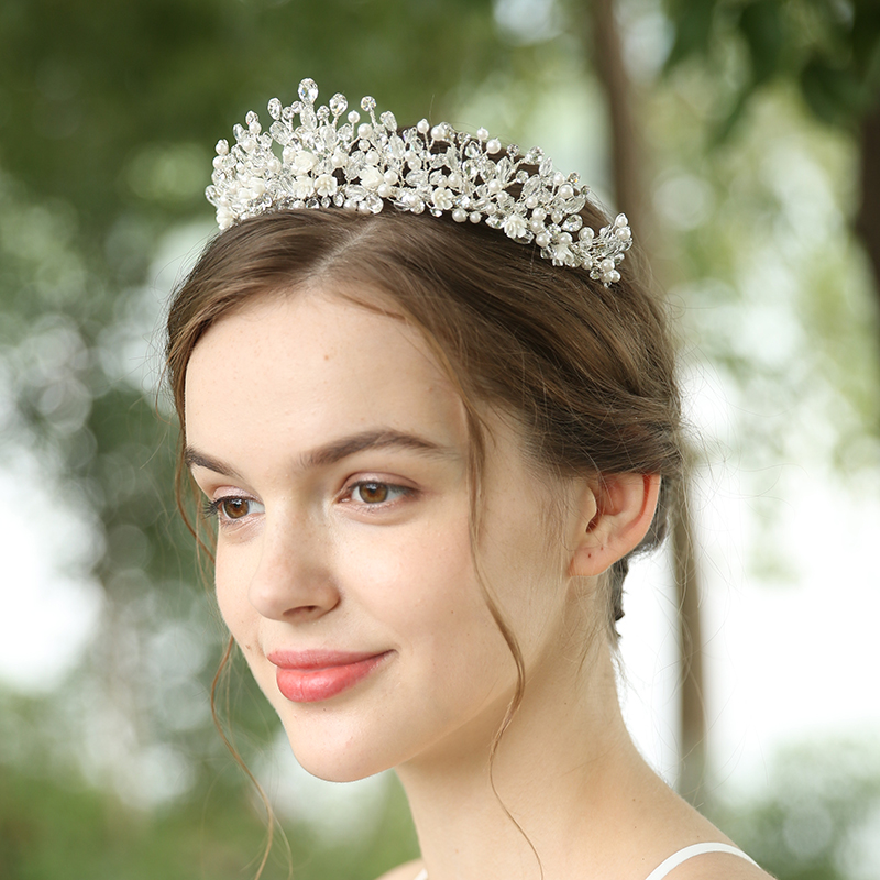 Elegant Handmade Crown Jewelry Headdress Wedding Crystal Hair Accessories Bridal Tiara For Women