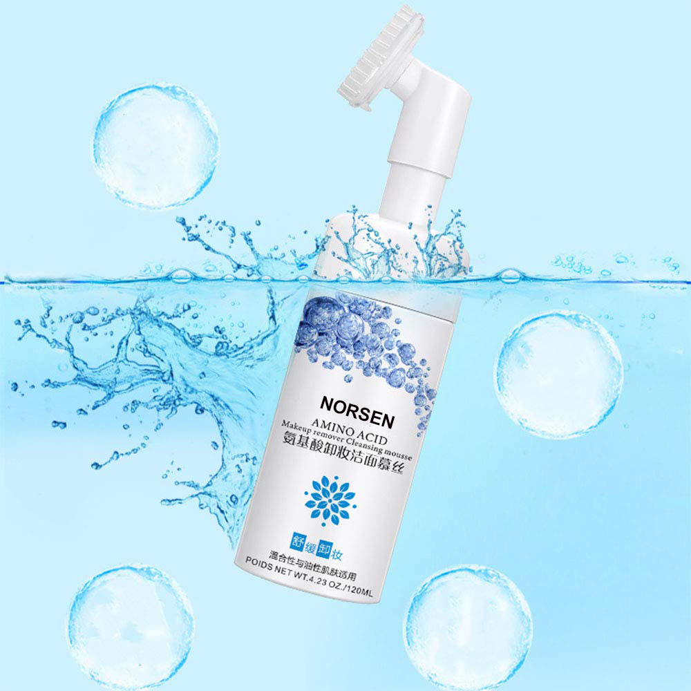 Private Label custom Cleansing Mousse Pump Brush Vitamin C Purifying Foam Silicone Brush Facial Cleanser