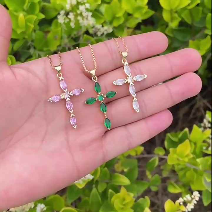 Collana Croce Donna Oro 18K – Ciondolo Piccolo E Semplice In Acciaio Inossidabile, Gioiello Cristiano Regalo Per Lei - 2