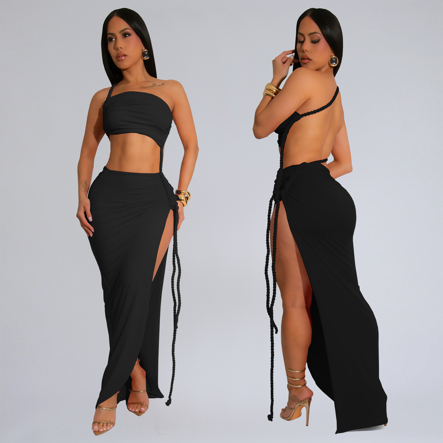 Amazon Full Open Dress Ladies C7342 Women's Summer Dress Simple  Cross-Border AliExpress For