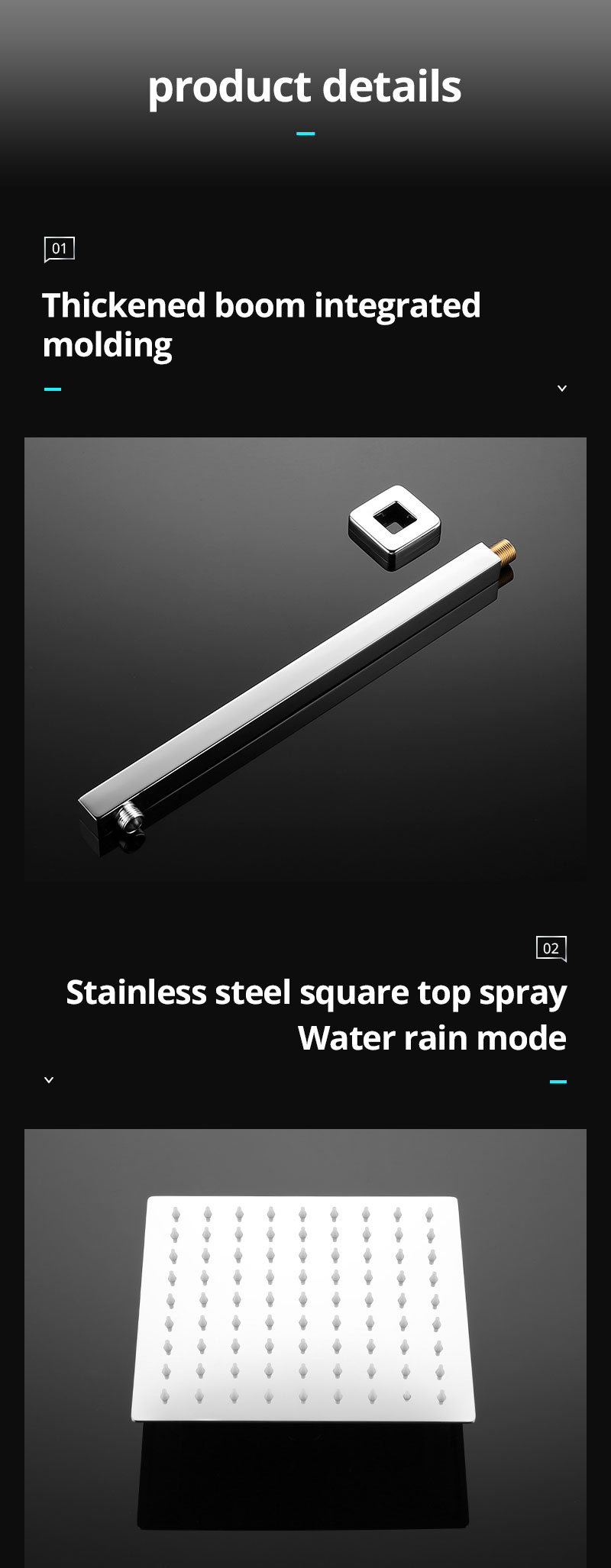 hm European Italian Style Square Bathroom Bath Exposed Thermostatic Bar Chrome SUS304 Shower Faucet Mixer Tap Taps Kits