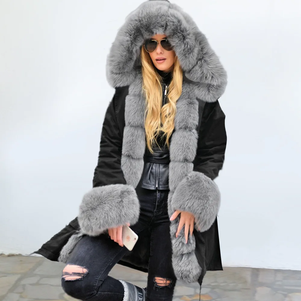 Men Clothes Clearance Charberry Long Faux Fur Coat Coat Warm Plus Thickening Jacket Parka Outwear Cardigan