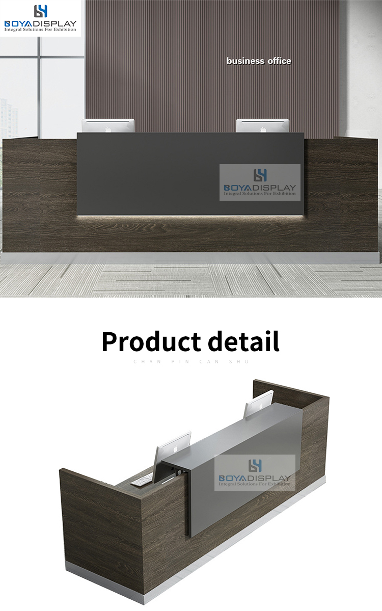 Chinese Factory stylish long cheap furniture restaurant nurse bar front reception table desk wooden